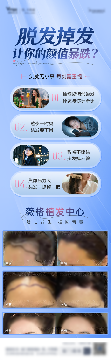 源文件下载【享设计】搜索编号：41290032816925263【医美植发脱发掉发秃顶生发科普案例长图】