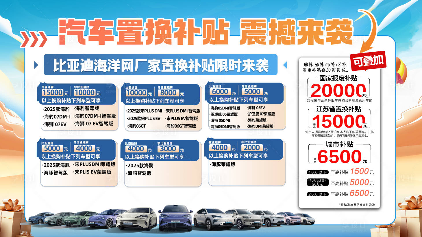 源文件下載【享設計】搜索編號：65120032292045609【汽車置換補貼政策背景板】