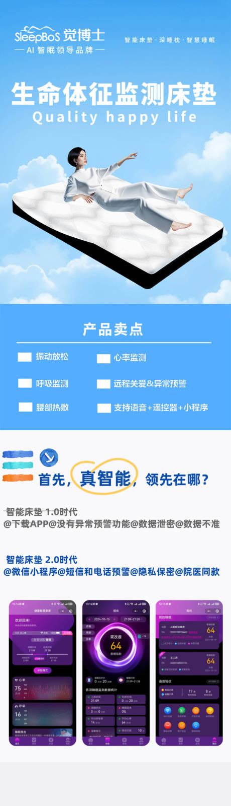 源文件下载【享设计】搜索编号：64420032370187825【生命体征监测床垫详情页设计】