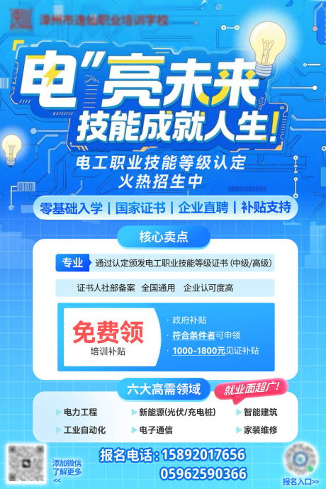 电工培训介绍宣传海报