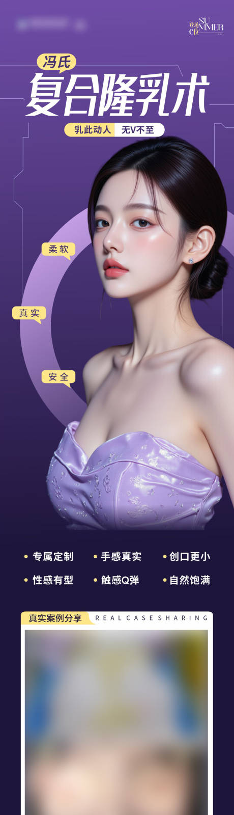 源文件下载【享设计】搜索编号：45170032701458579【医美复合隆乳丰胸术案例长图海报】