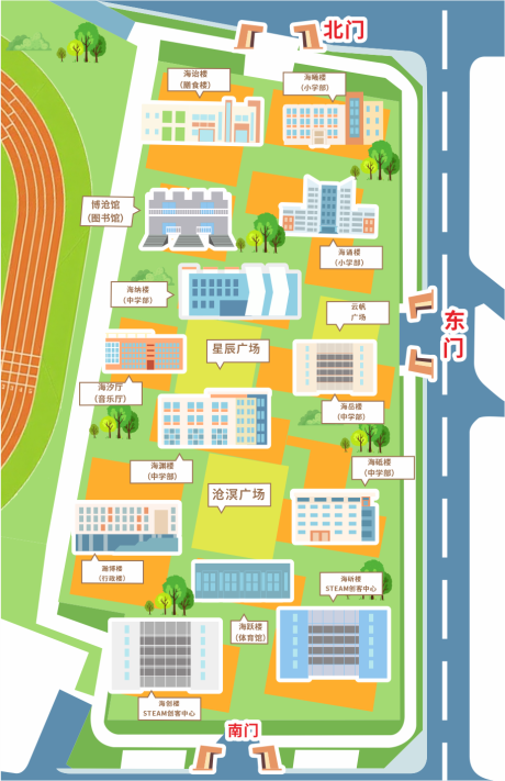 源文件下載【享設計】搜索編號：30790032601001500【校園建筑布局地圖廣告展板】