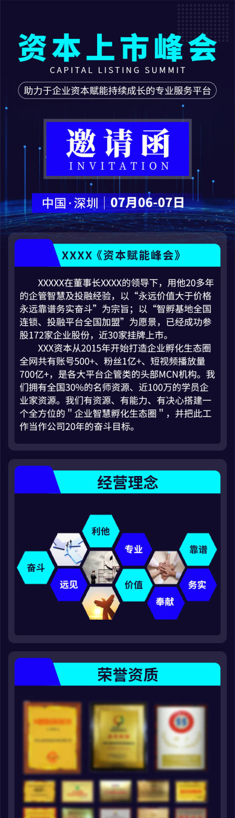 资本上市峰会邀请函长图专题设计
