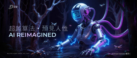 源文件下載【享設計】搜索編號：12340032582942160【機器人未來科技活動背景板】