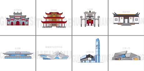 源文件下載【享設計】搜索編號：14400032630036617【長沙地標手繪】