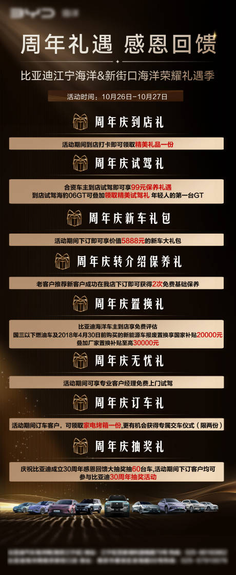 源文件下载【享设计】搜索编号：56650032292144088【汽车周年庆政策长图海报】
