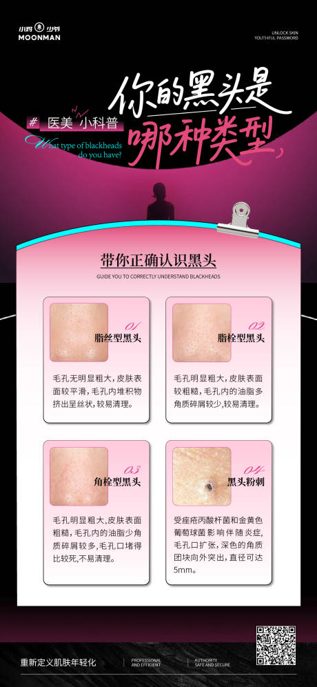 源文件下载【享设计】搜索编号：89260032277667207【皮肤黑头类型科普海报】