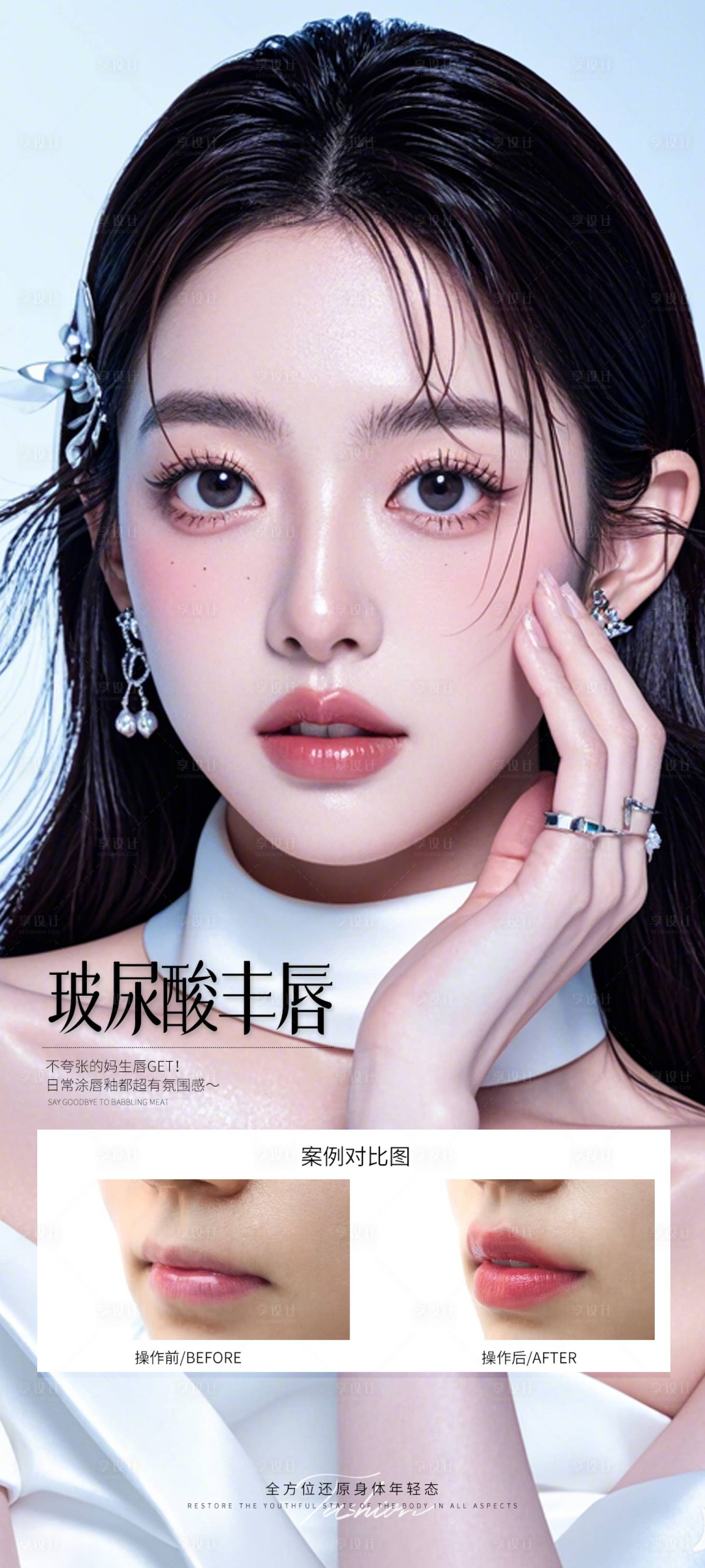 源文件下载【享设计】搜索编号：47840032800444204【玻尿酸丰唇案例海报】