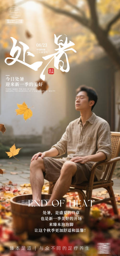 源文件下载【享设计】搜索编号：46010032688516042【处暑节气足浴海报】
