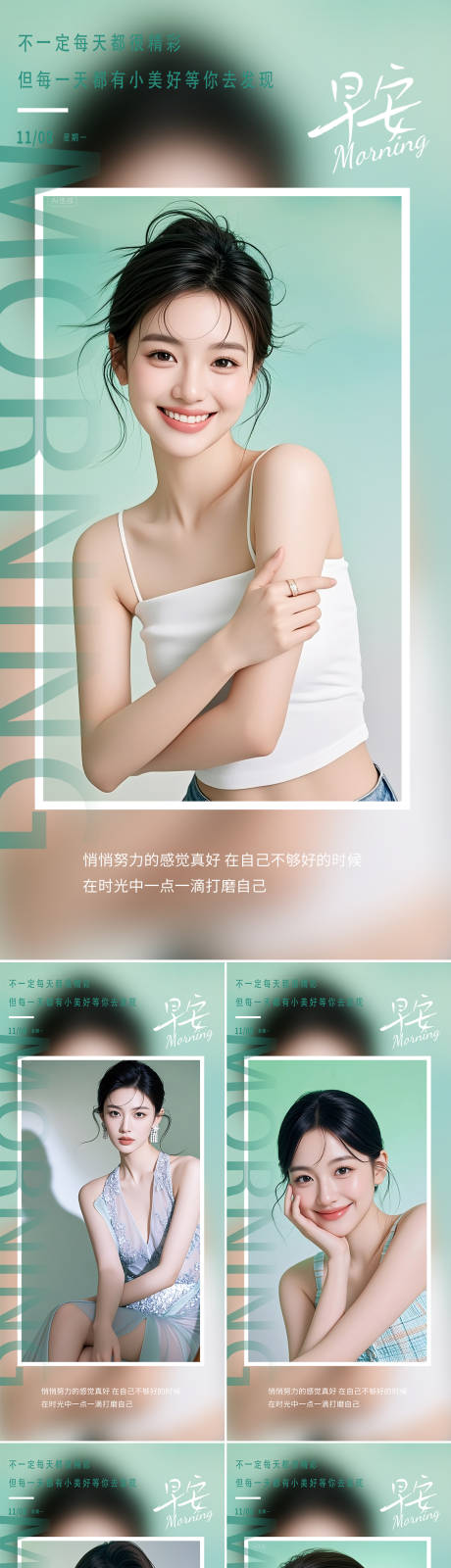 源文件下载【享设计】搜索编号：59600032478849837【医美早安人物系列海报】
