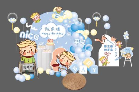 源文件下載【小王子卡通童話周歲宴場景布置迎賓牌】編號：81870032277154576