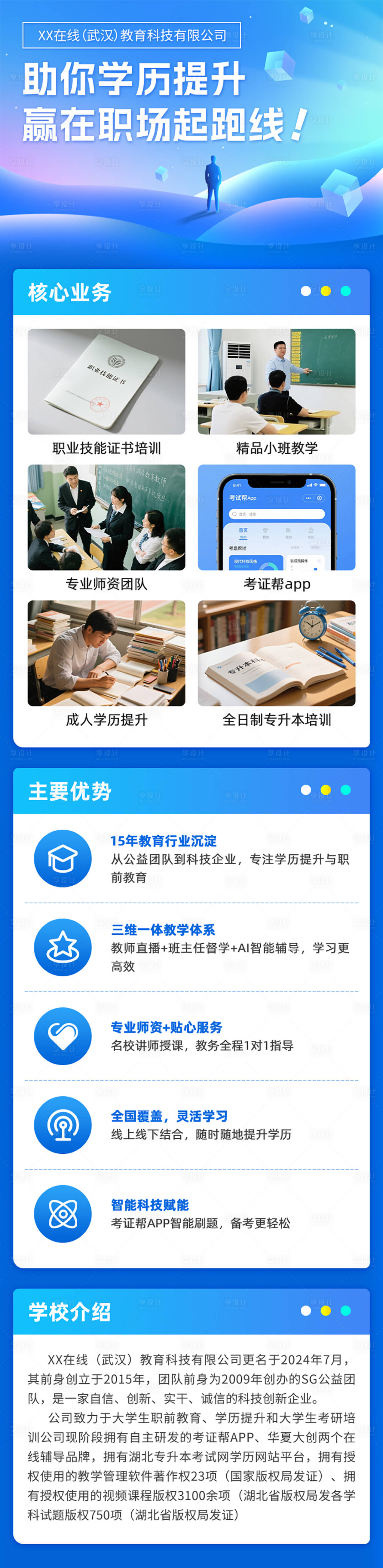源文件下载【享设计】搜索编号：25040032454967824【学历提升教育机构H5落地页长图】