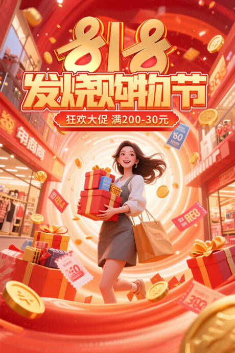 源文件下载【818发烧购物节海报】编号：86900032293864207