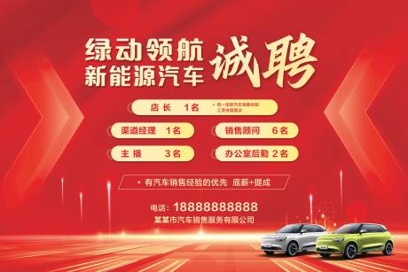 源文件下载【新能源汽车招聘海报】编号：40510032358954621