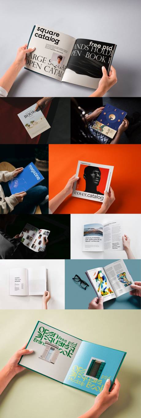 多个手持画册样机