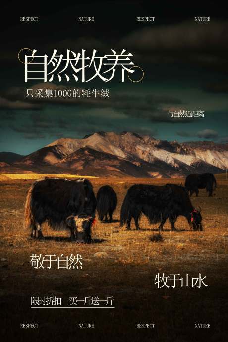 源文件下载【享设计】搜索编号：41820032808098201【自然复古牦牛线绒宣传活动海报】