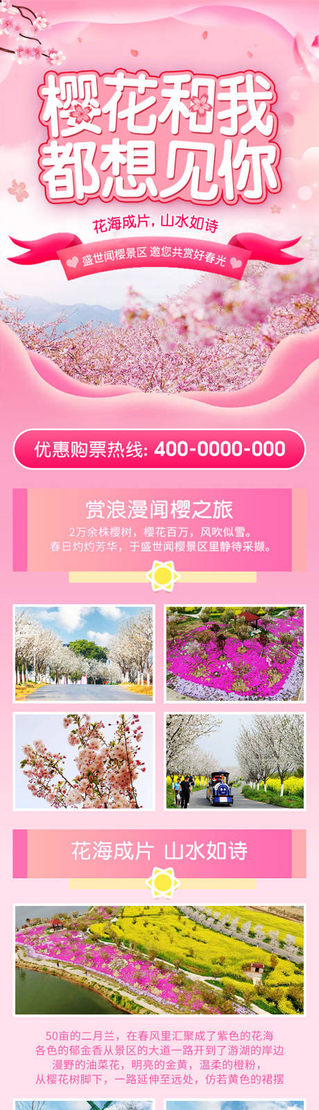 源文件下載【享設計】搜索編號：25910032455026202【櫻花景區旅游推廣長圖專題設計】