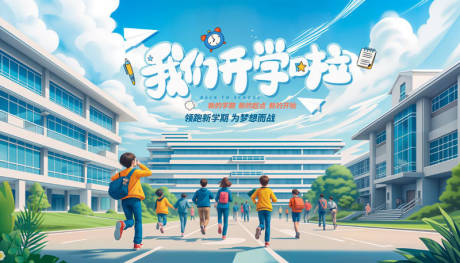 源文件下载【享设计】搜索编号：63480032535887060【开学季活动背景板】