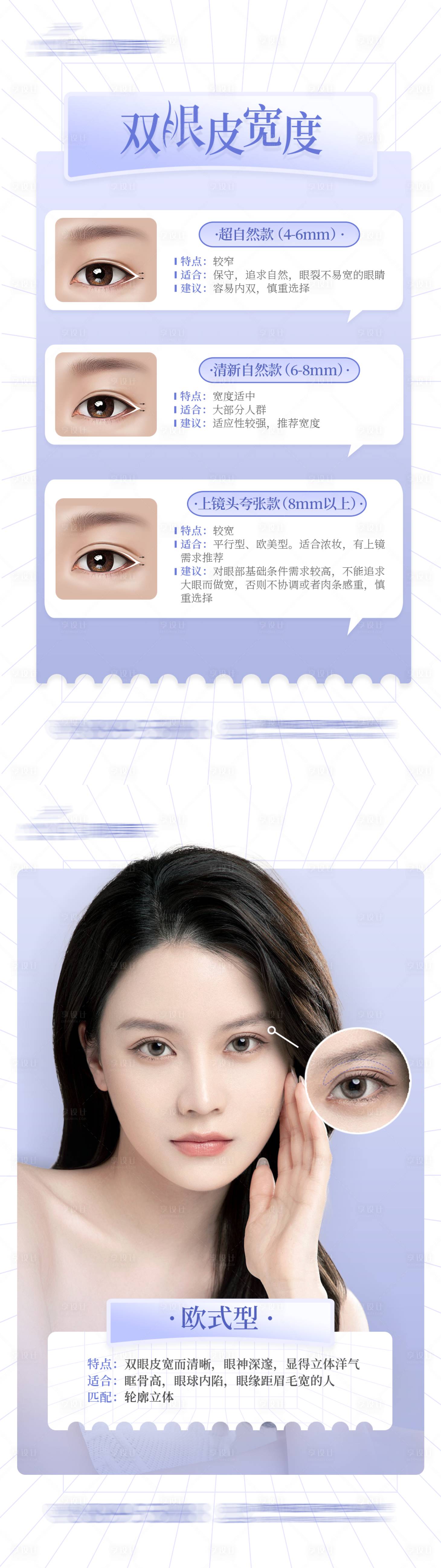 源文件下載【享設(shè)計(jì)】搜索編號(hào)：72400032353173118【雙眼皮類(lèi)型形狀美感系列科普海報(bào)】