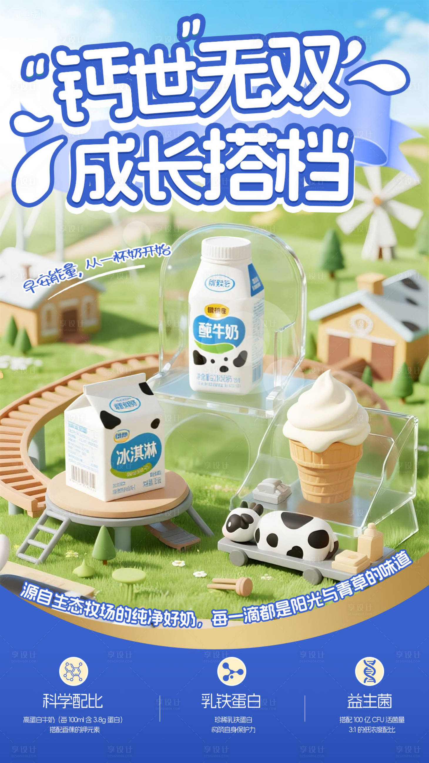 源文件下载【享设计】搜索编号：23390032697873202【儿童牛奶视觉宣传海报】