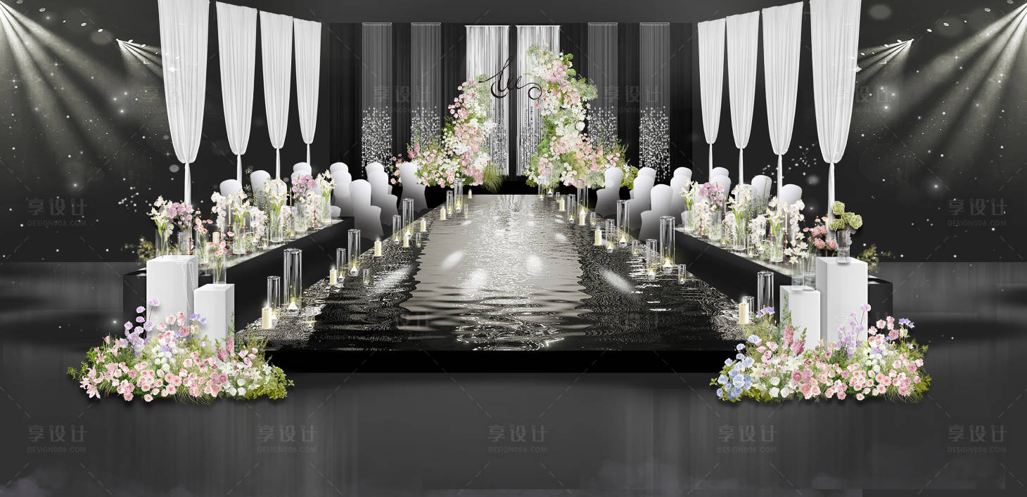 源文件下载【享设计】搜索编号：60170032622192161【银色亮片婚礼舞美】