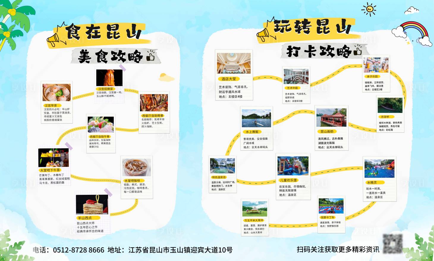 源文件下载【享设计】搜索编号：35030032413131200【旅游打卡游玩美食线图攻略】
