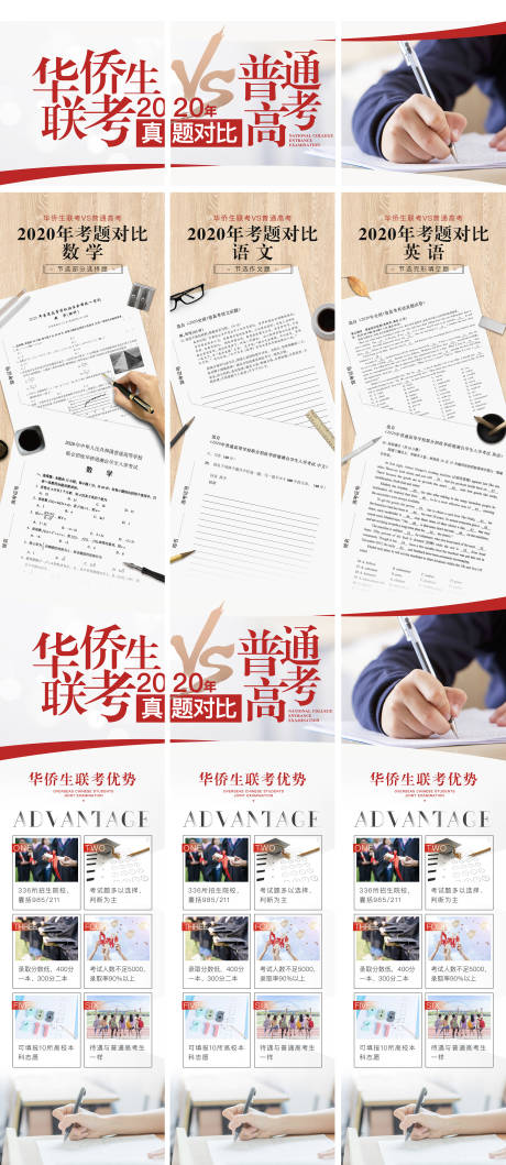 源文件下载【享设计】搜索编号：15620032482772797【华侨生联考高考三宫格长图海报】