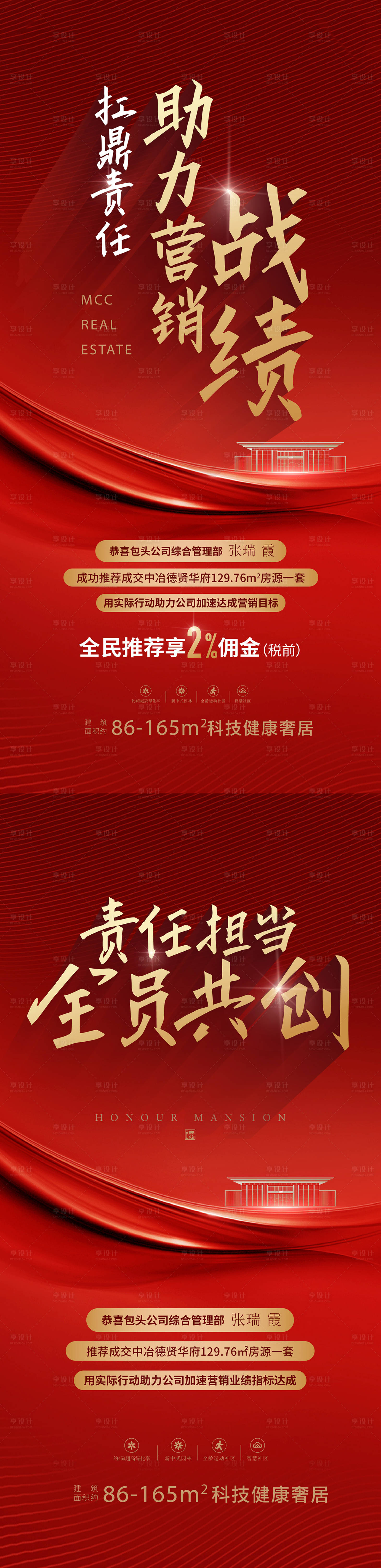 源文件下载【享设计】搜索编号：43350032692047786【地产业绩红色海报】