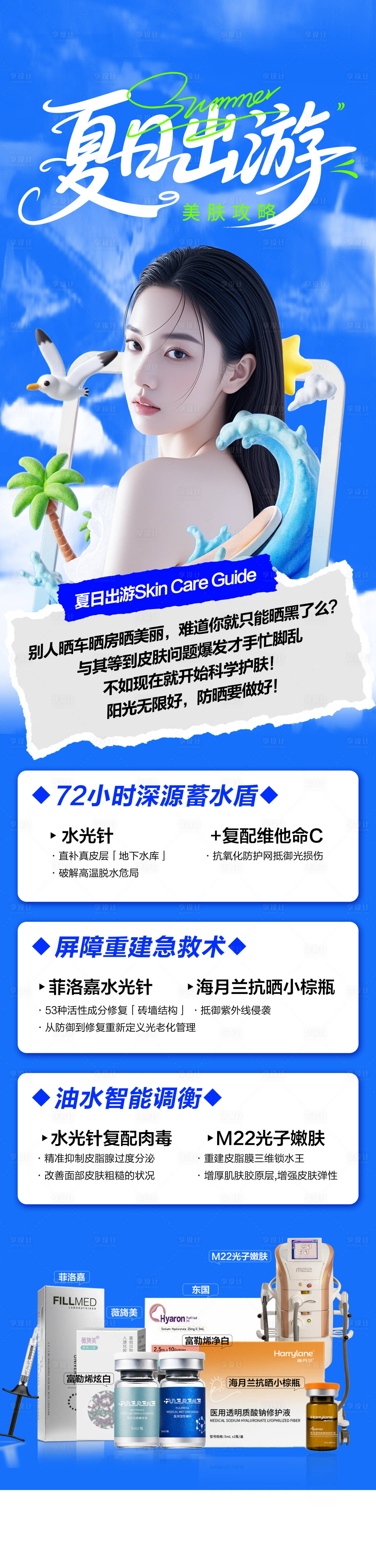 源文件下载【享设计】搜索编号：89020032276217302【夏日出游美肤攻略】