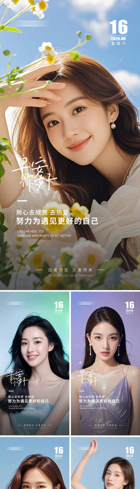 源文件下载【享设计】搜索编号：70330032278316560【医美早安人物系列海报】