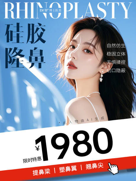 鼻子标注质感美女蓝色活动图显眼红色