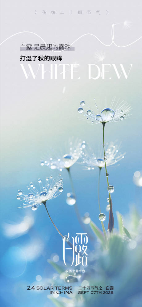 源文件下载【享设计】搜索编号：77390032756196931【白露写实露珠海报】