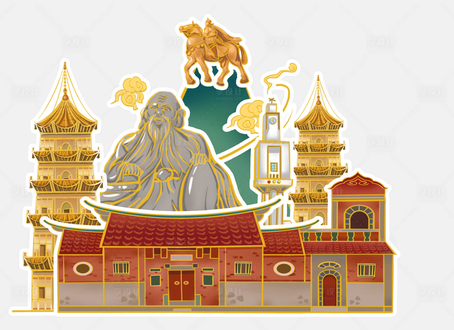 源文件下载【享设计】搜索编号：74270032498494011【泉州非遗插画】