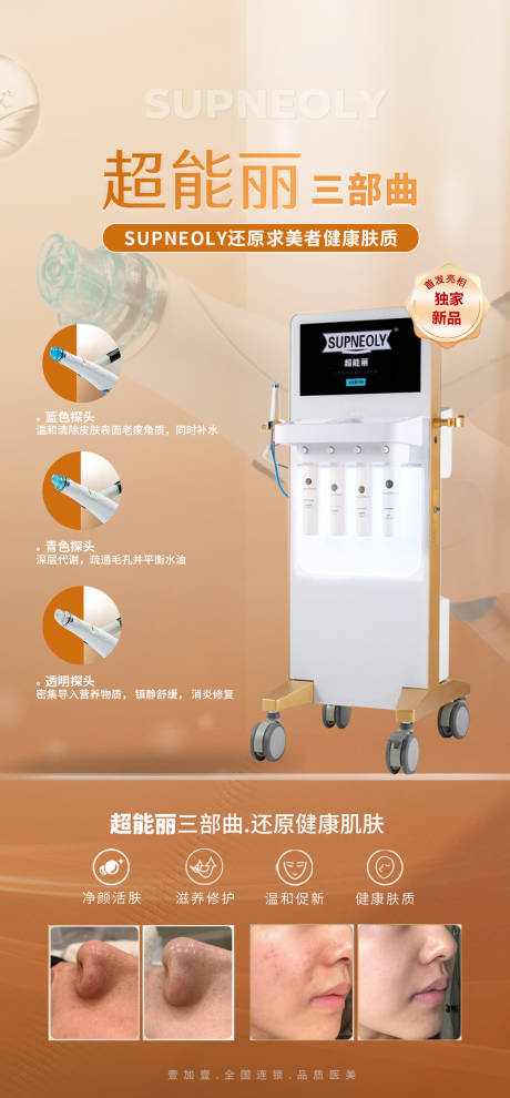 源文件下载【享设计】搜索编号：64240032415435164【深层清洁超能力三部曲美容仪器海报设计】