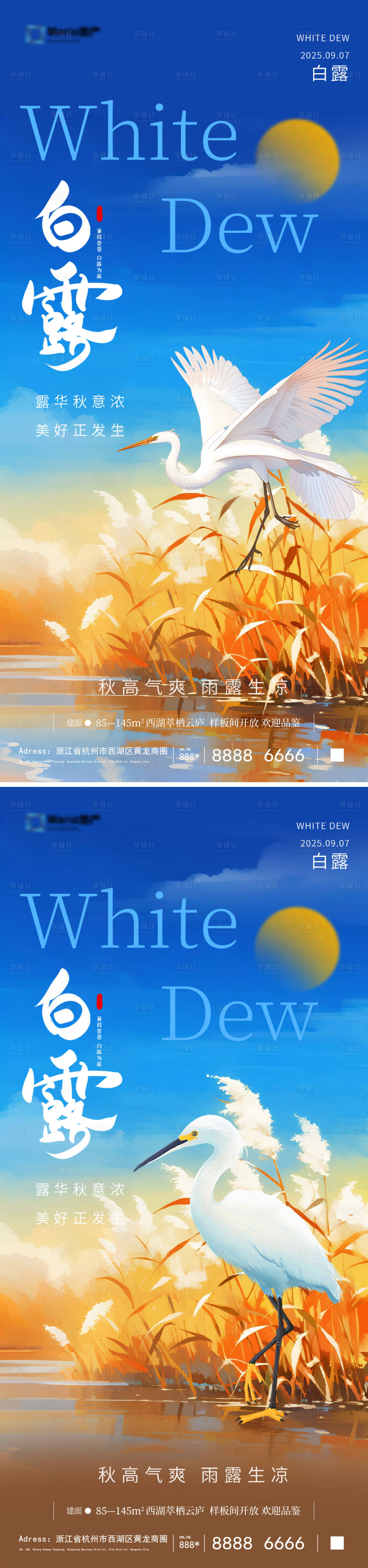 源文件下载【享设计】搜索编号：61670032271603318【白露节气海报】