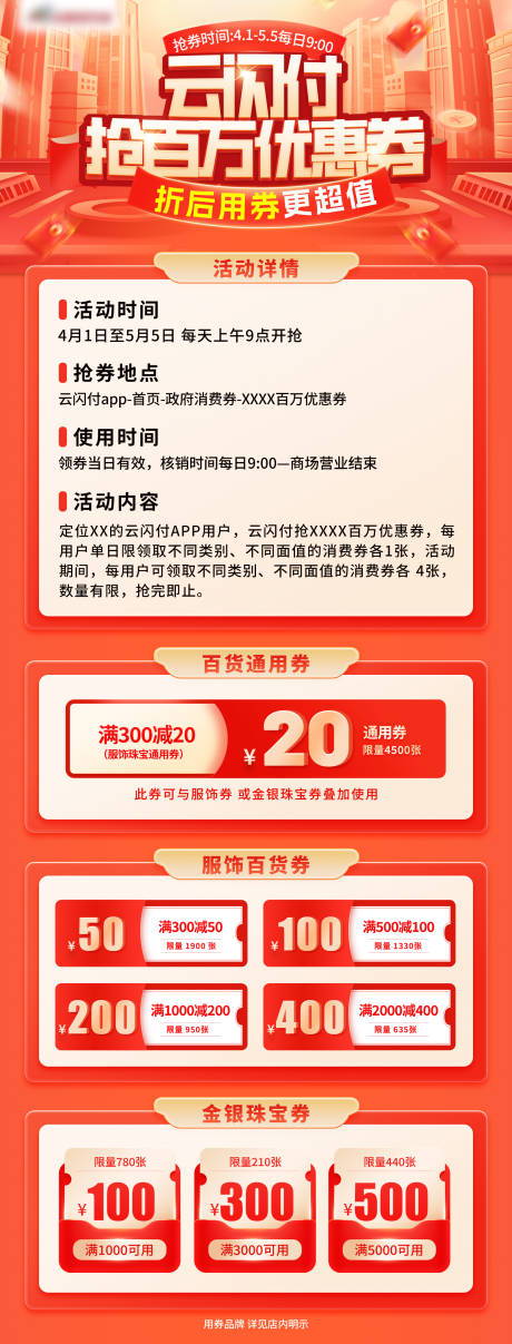 源文件下载【享设计】搜索编号：39350032515693216【云闪付抢券长图海报】