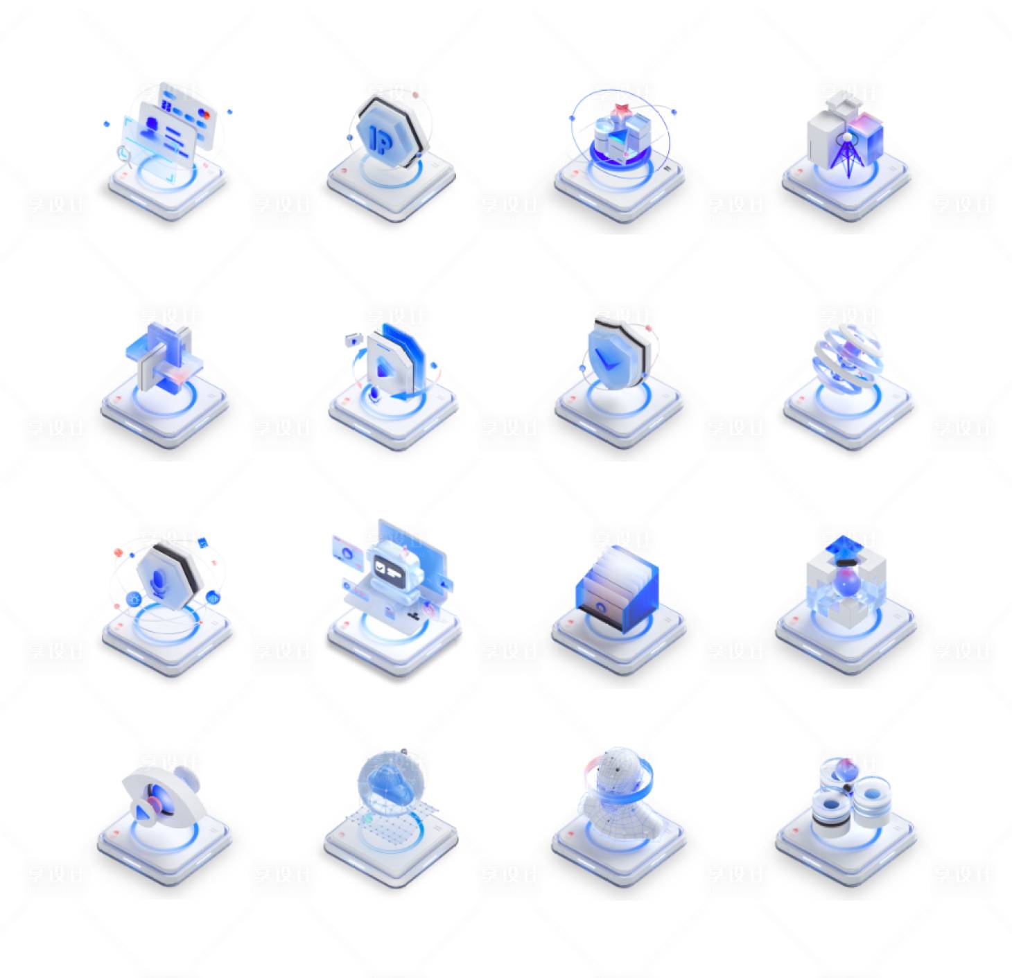 源文件下载【享设计】搜索编号：87240032406003974【新拟态3D互联网科技图标】