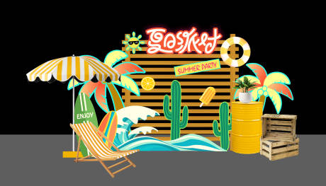源文件下載【享設(shè)計(jì)】搜索編號(hào)：98510032395985587【復(fù)古夏日沙灘沖浪度假打卡美陳】