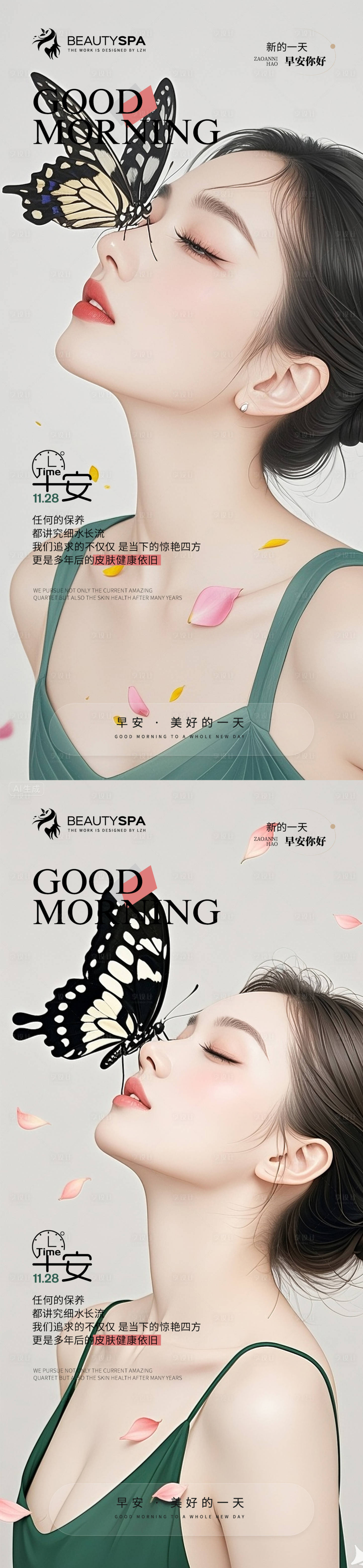 源文件下载【享设计】搜索编号：55020032654115896【医美早安日签海报】