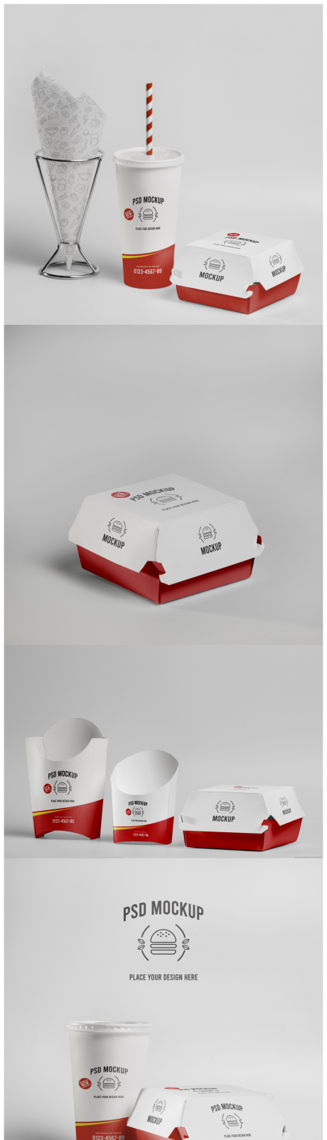 餐饮品牌文创汉堡薯条VI样机合集 