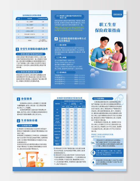 源文件下载【享设计】搜索编号：99230032641043518【城市职工生育保险政策指南三折页】