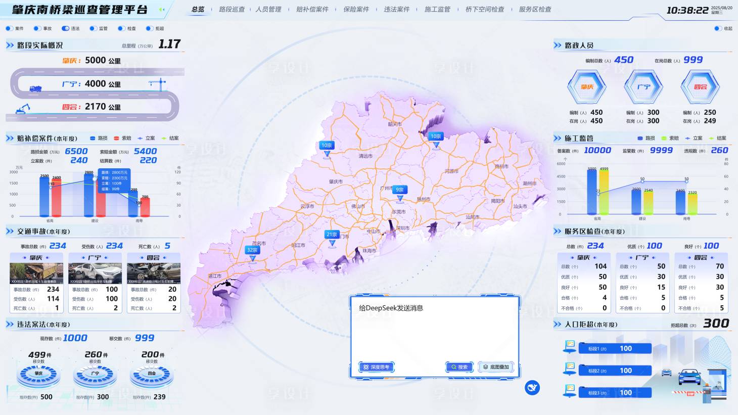 源文件下載【享設計】搜索編號：72270032650597611【可視化橋梁路段管理平臺UI設計】