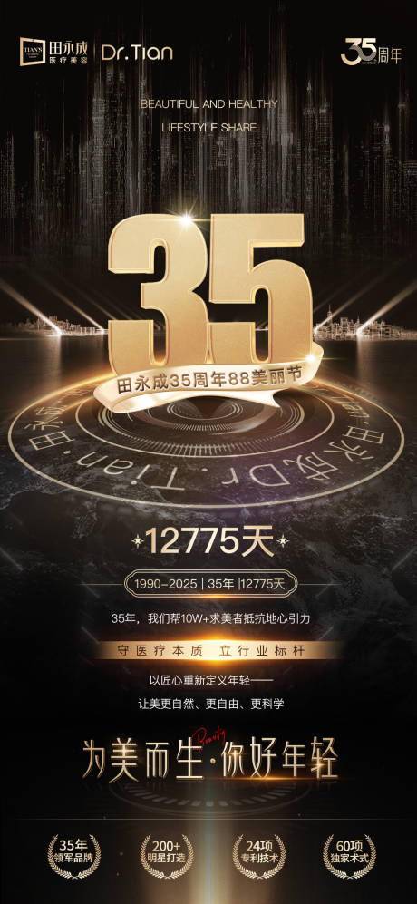 源文件下载【享设计】搜索编号：83490032498735676【高端医美周年庆海报】