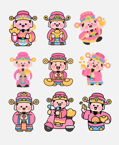 源文件下載【享設計】搜索編號：94930032306206347【q版財神插畫IP設計】