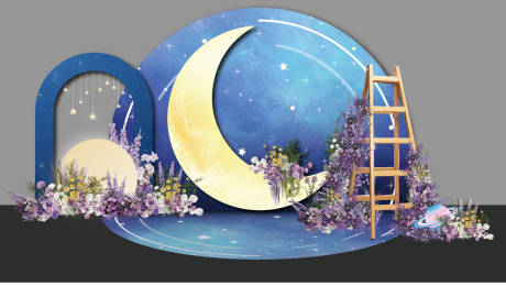 源文件下載【享設計】搜索編號：54670032447824501【藍色星空點位堆頭美陳】