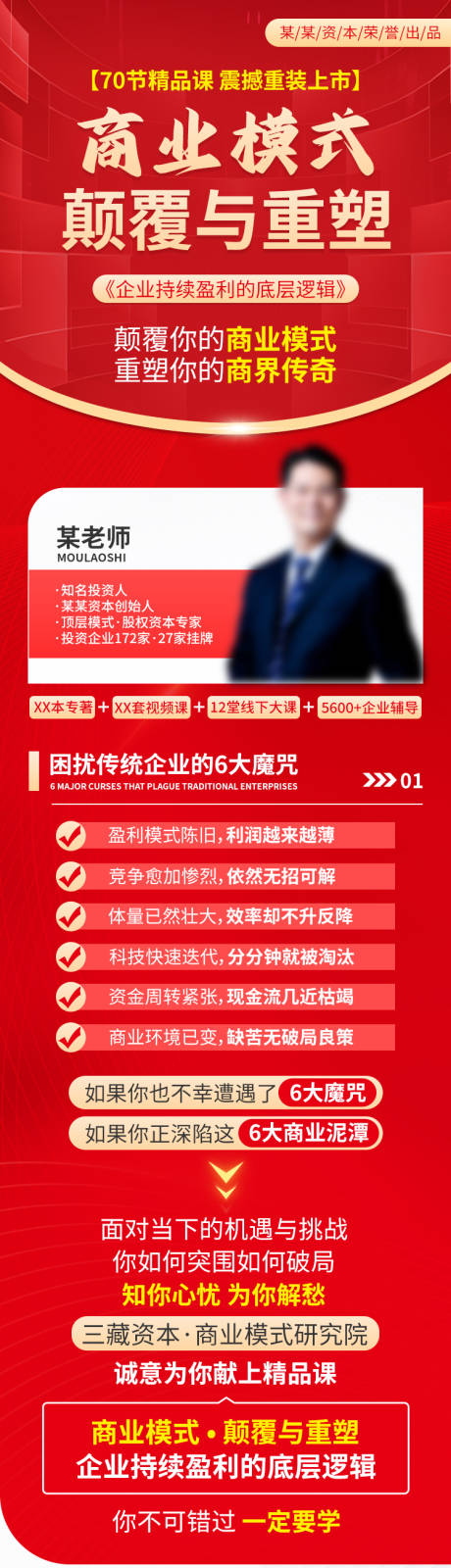 源文件下载【享设计】搜索编号：84730032651075450【商业模式重塑课程宣传长图】
