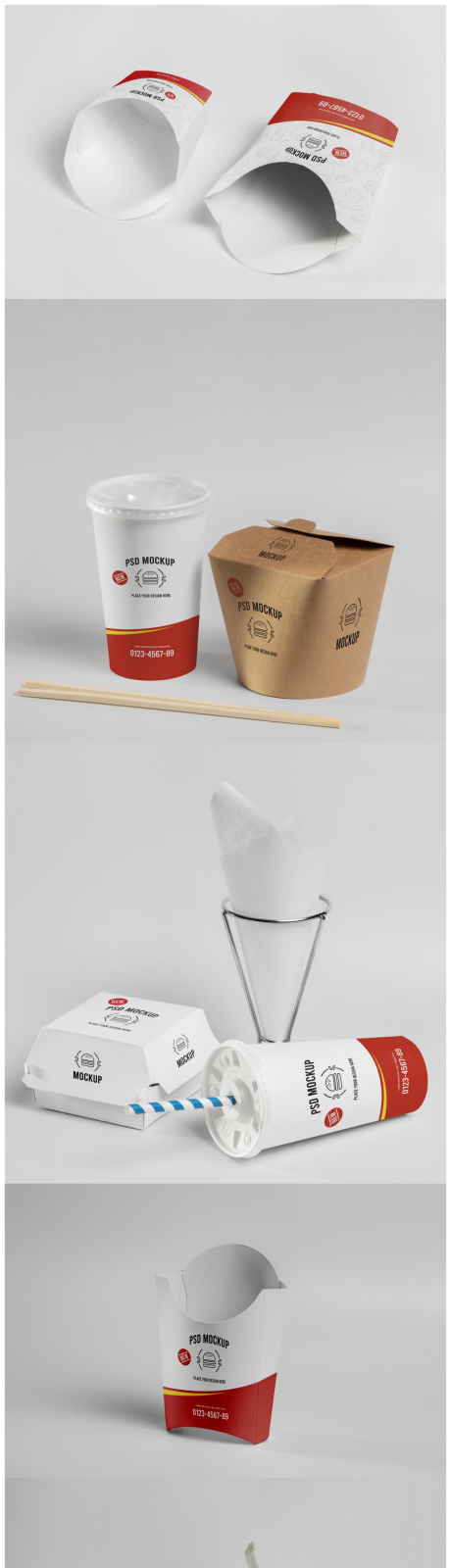 源文件下載【享設計】搜索編號：60340032448511256【餐飲品牌文創漢堡薯條VI樣機合集設計】
