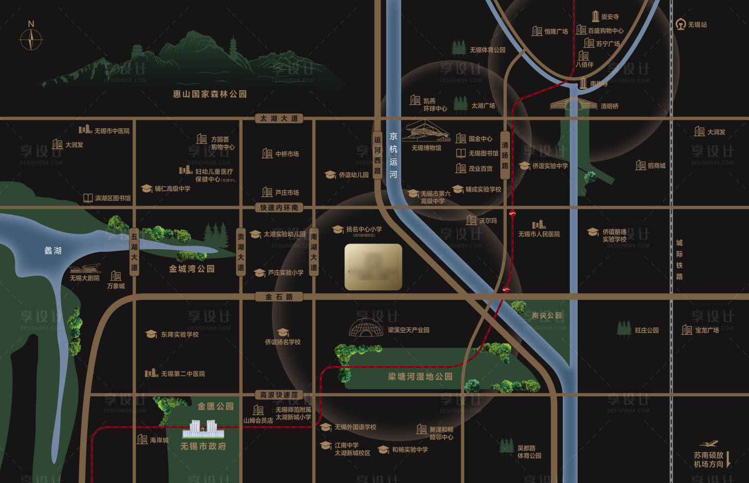 源文件下载【享设计】搜索编号：23980032446621941【黑金地产高级区位图】