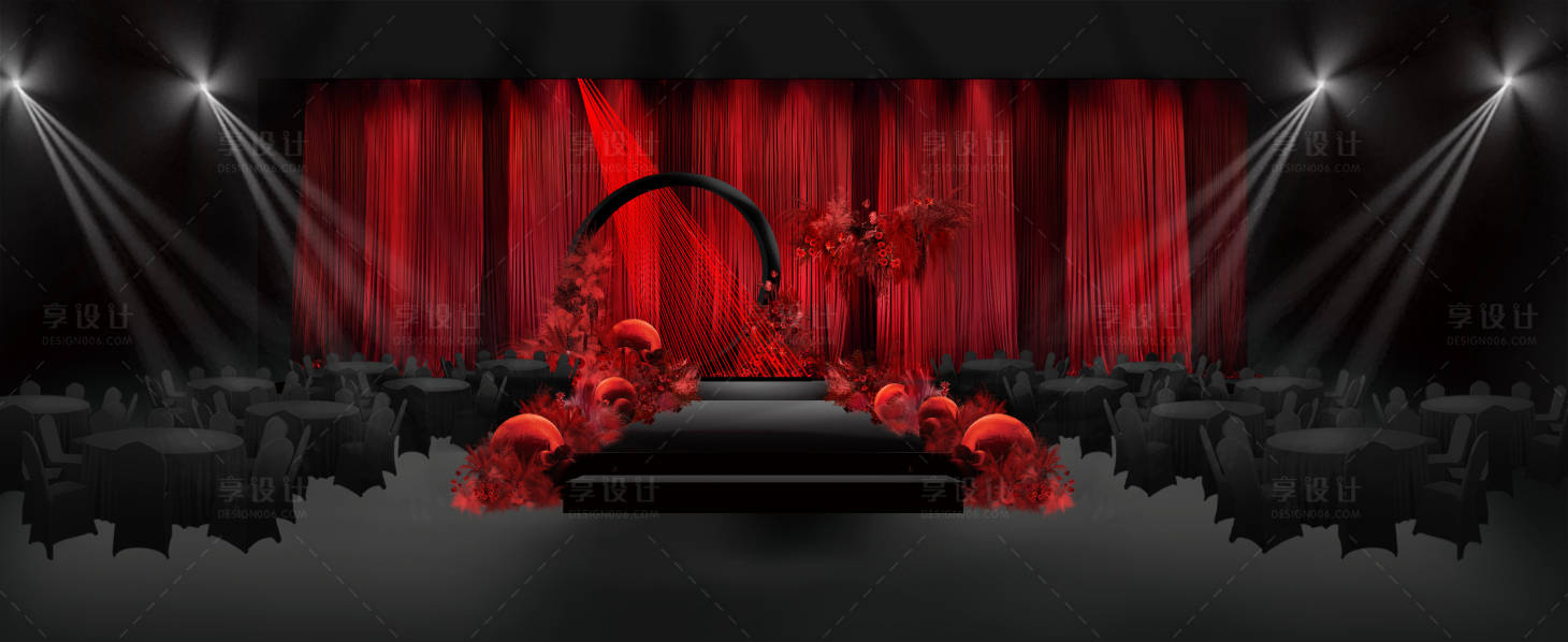 源文件下载【享设计】搜索编号：31770032622345479【红色布幔婚礼设计】