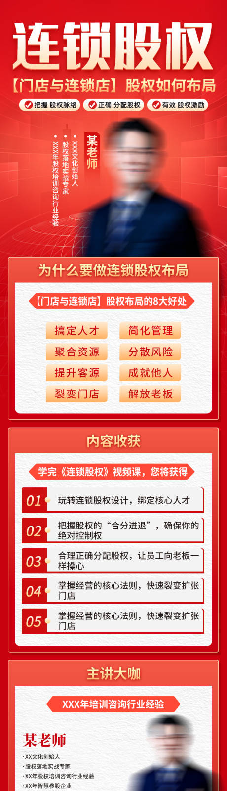 源文件下載【享設計】搜索編號：80400032812334935【連鎖股權課程宣傳長圖專題設計】